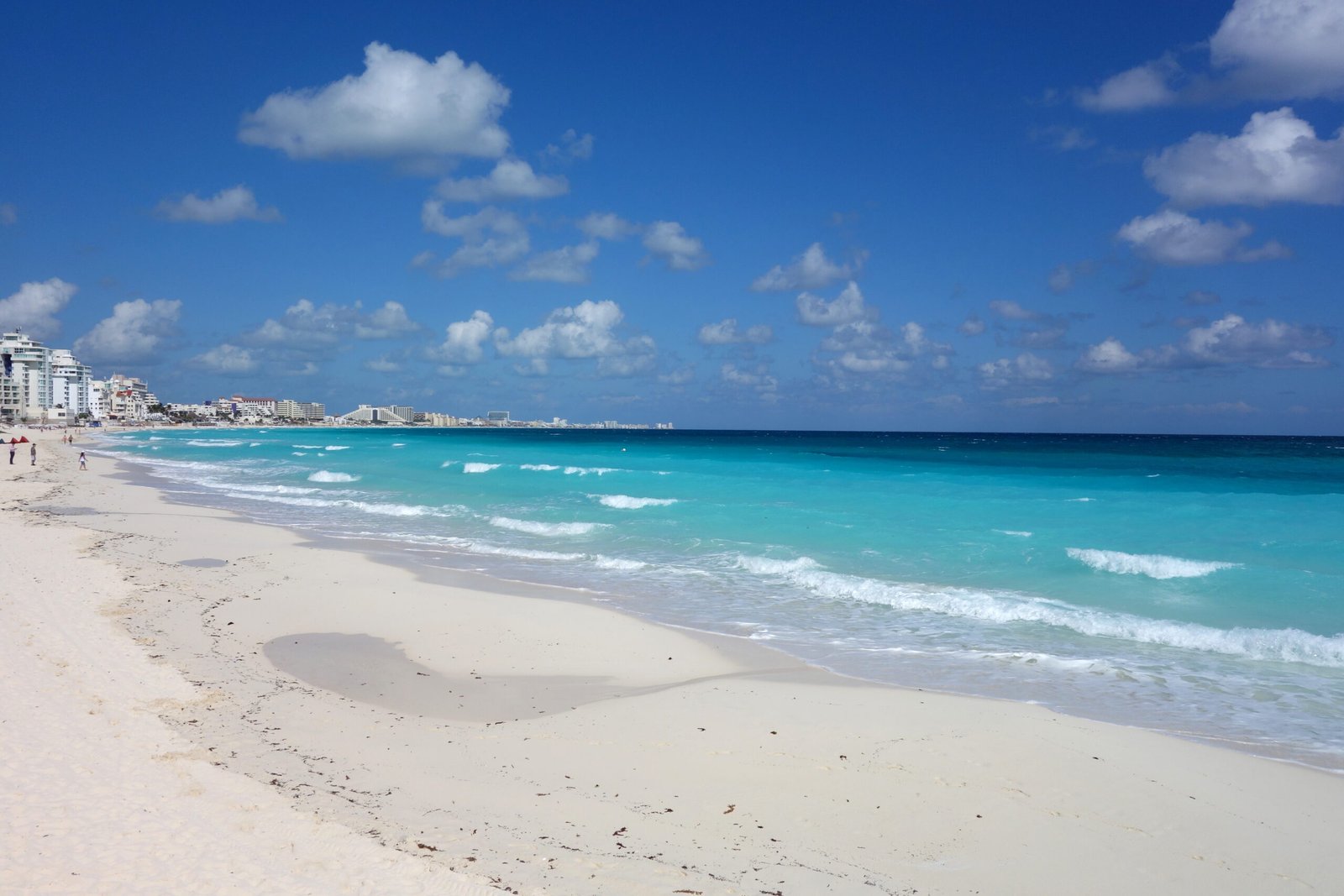 Cancun Hotel Zone beach, where most private transfers and taxis both drop off travelers