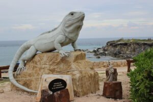Iguana monument sculpture at Punta Sur Isla Mujeres Quintana Roo Mexico