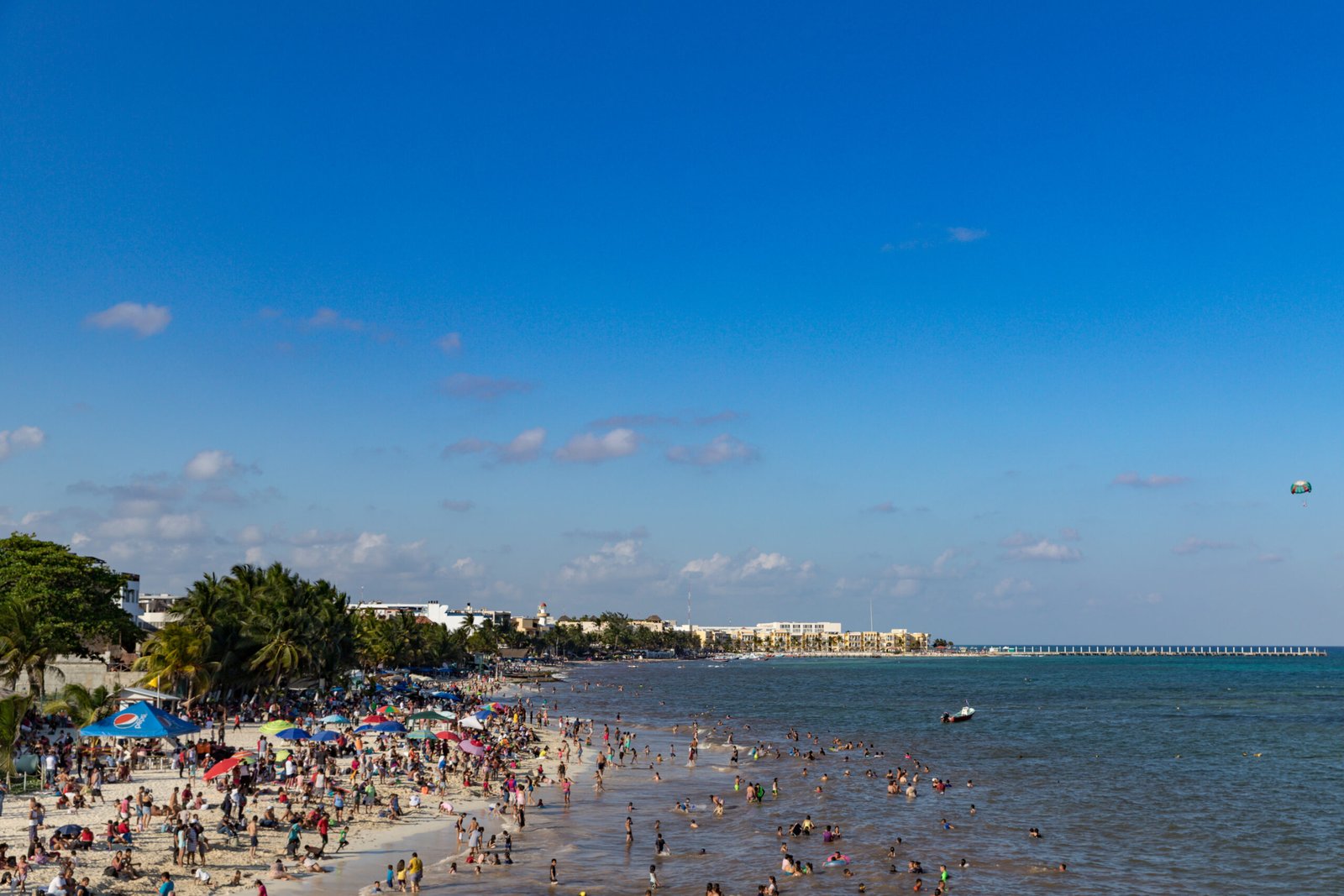 Aerial view of Playa del Carmen beach, a popular destination near Cancun