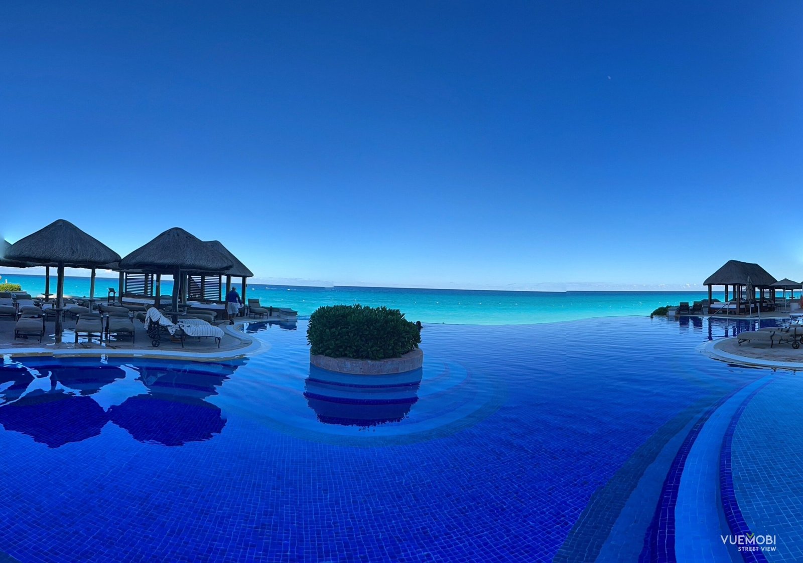 Infinity pool at a beachfront resort in the Cancun Hotel Zone, Quintana Roo, Mexico