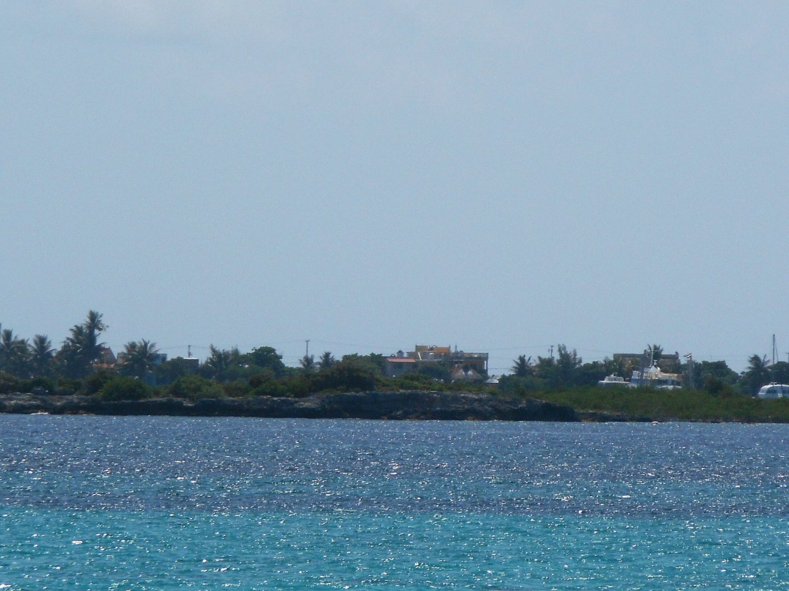 View of Isla Mujeres seen from the ferry crossing near Punta Sam, Quintana Roo