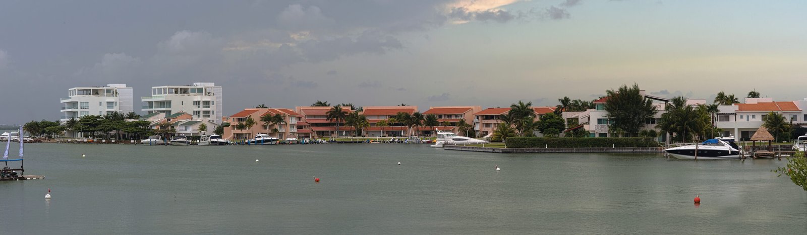 Panoramic view of the Nichupté Lagoon bordering the Cancún Hotel Zone, Quintana Roo, Mexico