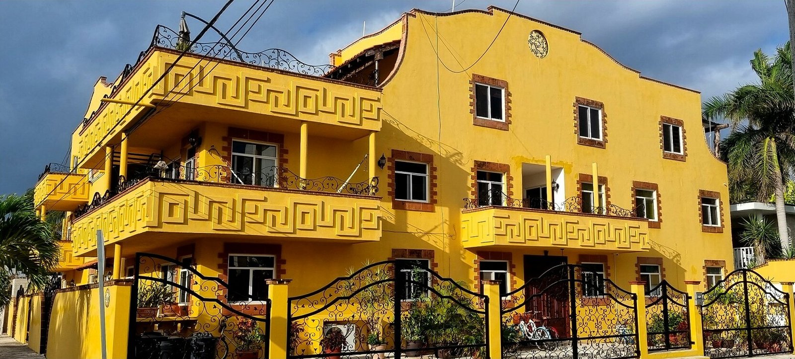 Colorful house on a street in the village of Puerto Morelos