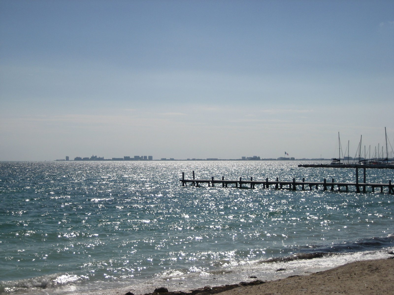 View of the Cancún coastline seen from Punta Sam, north of the city