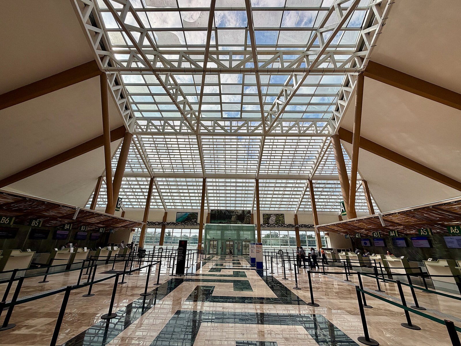 Check-in area inside Tulum International Airport, Quintana Roo, Mexico